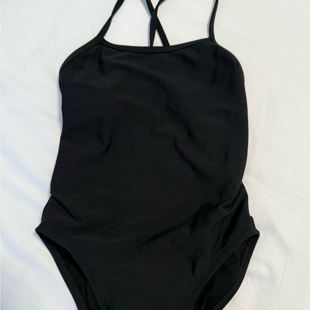 Jolyn Clothing Black One Piece Swimsuit with Cross-Back Straps